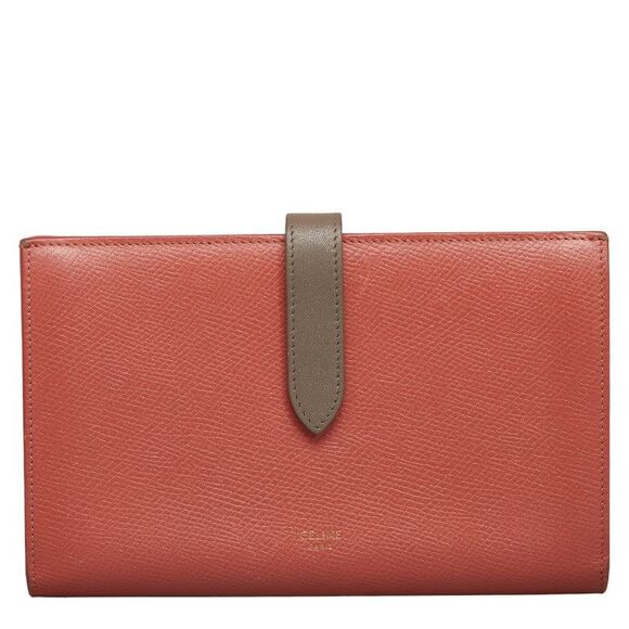 Celine Large Strap Wallet Leather Bicolor Pink Gray - Picture 1 of 6